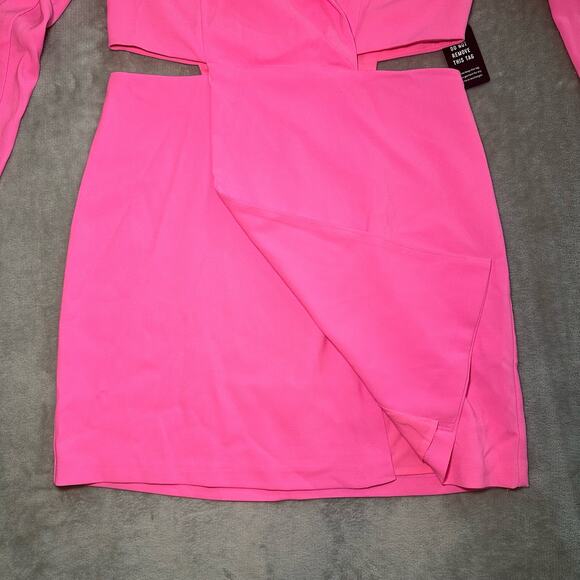 Express Blazer Mini Dress Women Size M Hot Pink Gum Pop Cut Out Glam Stretch NEW - Picture 4 of 12